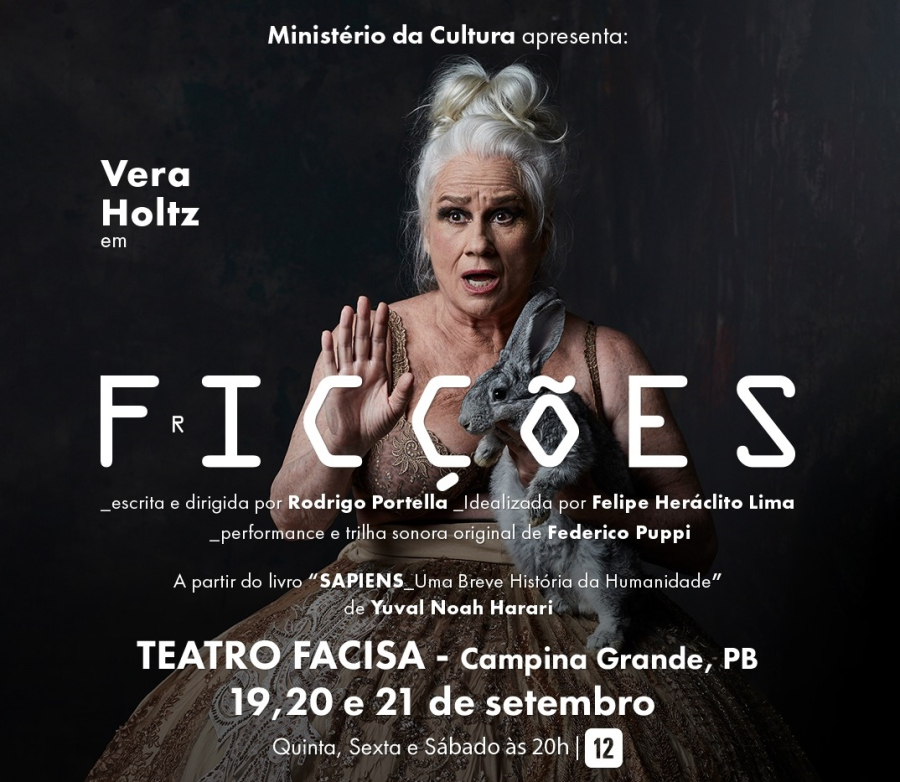 Vera Holtz apresenta monólogo “Ficções” em Campina Grande, no Teatro Facisa